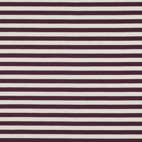 French Terry – garnfarvede striber hvid/aubergine