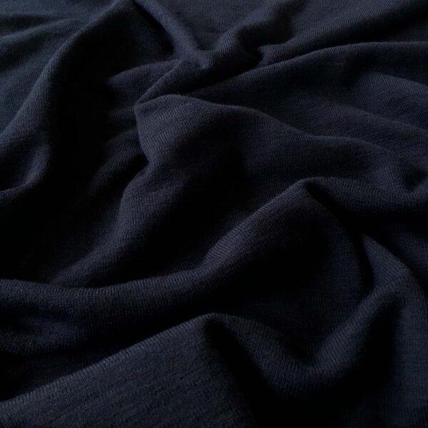 Mørk navy merinould jersey, single jersey 165 cm