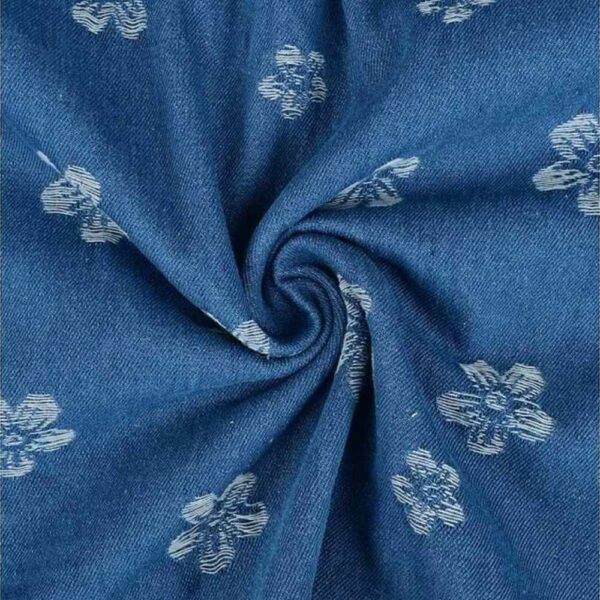 Denim Jacquard – Blomster jeans blå