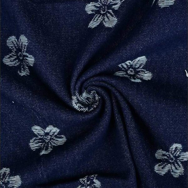 Denim Jacquard – Blomster navy