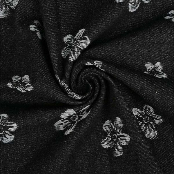 Denim Jacquard – Blomster sort