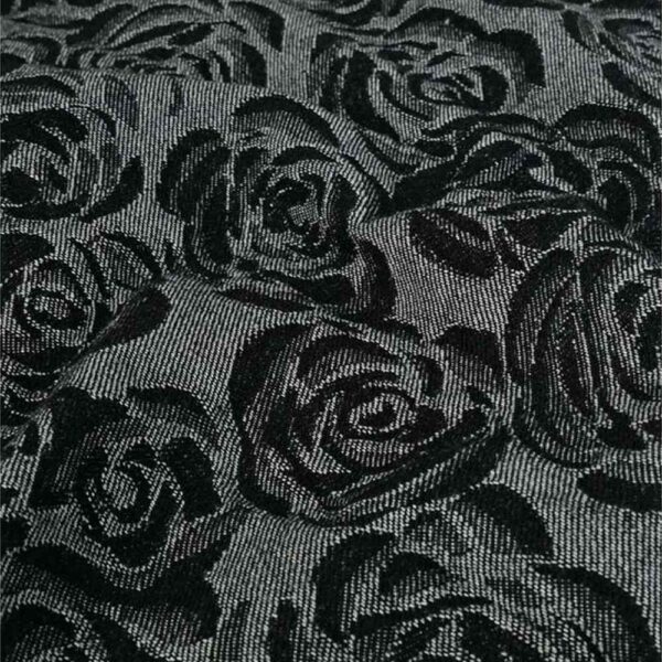 Denim Jacquard – Blomster sort