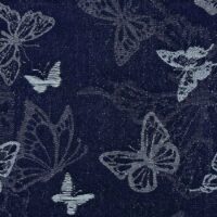 Denim Jacquard - Sommerfugle navy