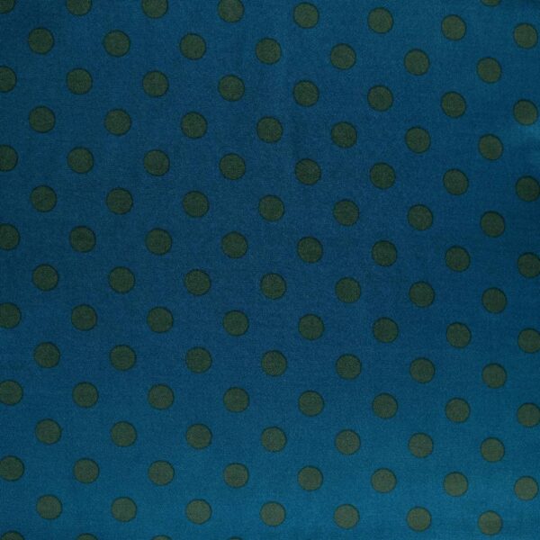 Rayon satin – grønne prikker på turkis