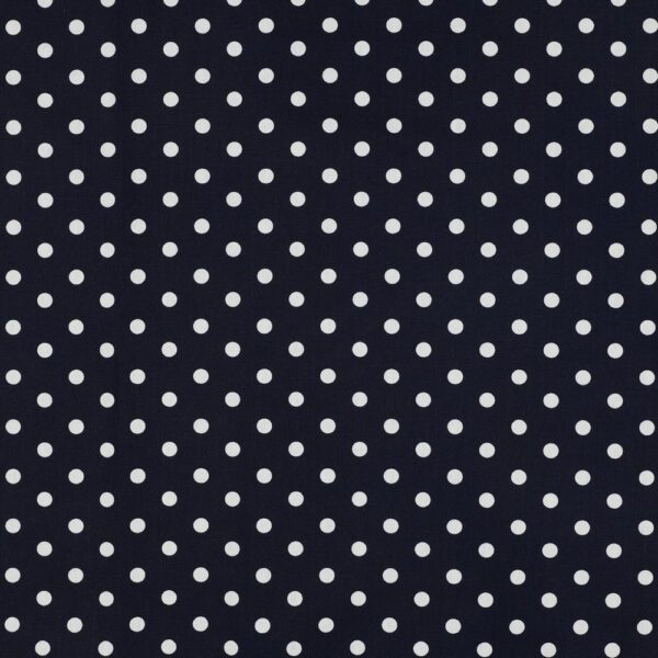 Poplin med prikker - Navy