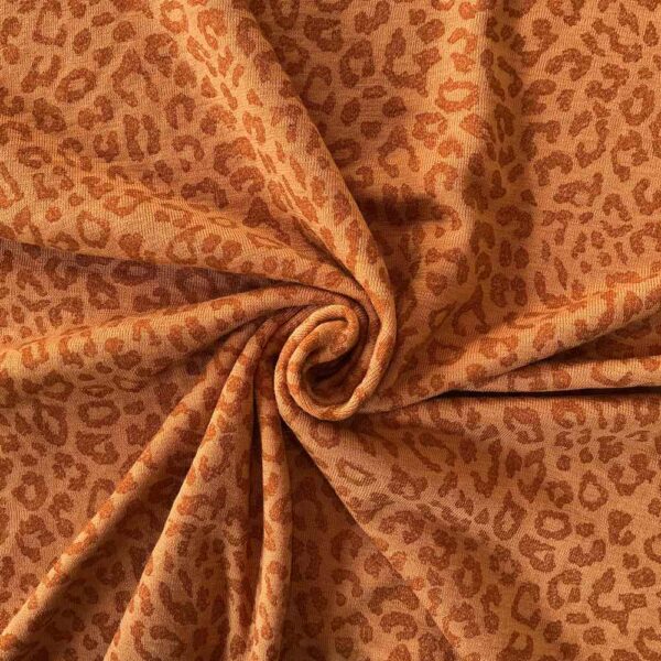 Leopard Rust merinould jersey, blødt ribstrik