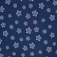 Denim med stræk - Hvide blomster på denim