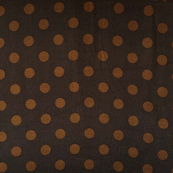 Rayon satin - Karamel prikker på mørkebrun