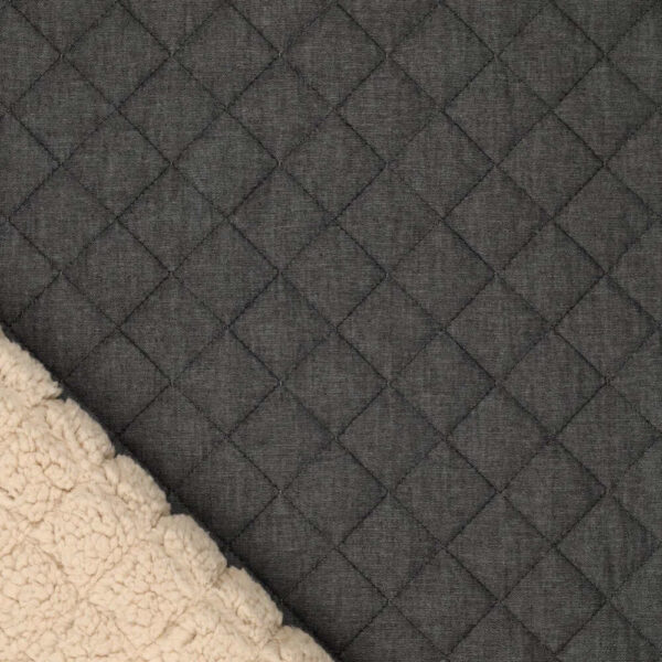 Quilt - Sort denim med teddy bagside