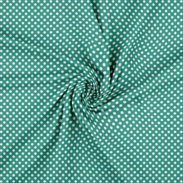 Jersey print med offwhite prikker på petrol