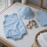 Luksus bomuld - babyblå, babytøj syet af stoffet