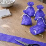 Gaveposer syet af organza i blåviolet