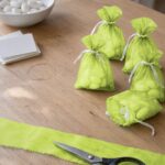 Gaveposer syet af organza i lime